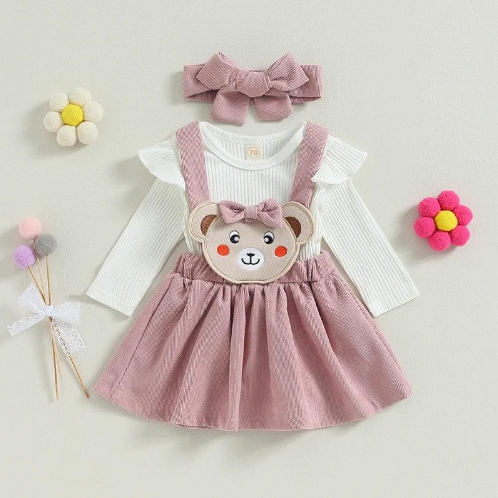 Conjuntinho Animals Body e Saia Rosa - Minu Kids