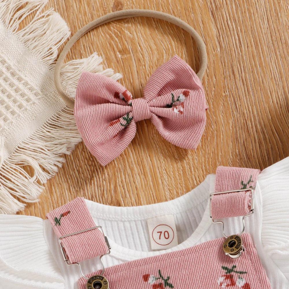 Conjuntinho Hana Blusa e Jardineira Rosa - Minu Kids
