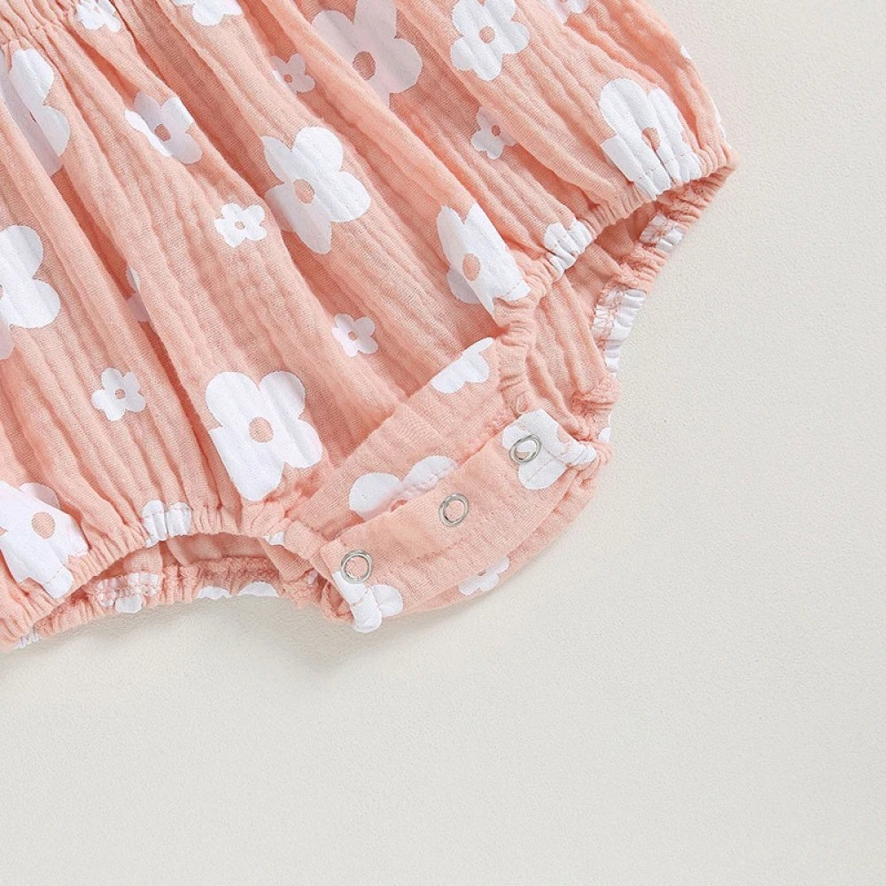 Romper Florzinha Lili Manga Comprida com Laço Rosa - Minu Kids