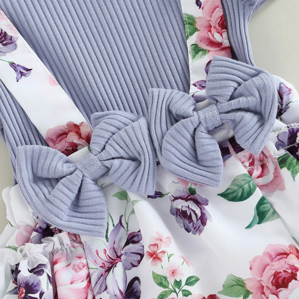 Romperzinho Mila Floral com Laço Lilás - Minu Kids