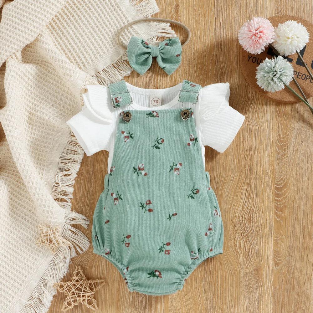 Conjuntinho Hana Blusa e Jardineira Verde - Minu Kids