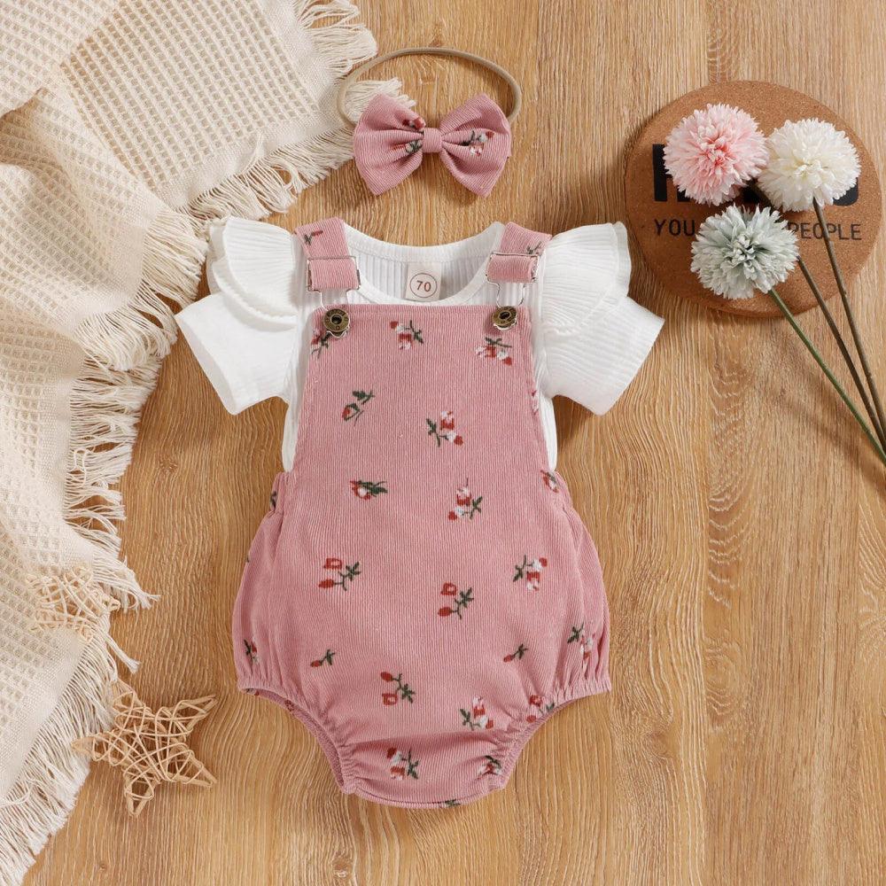 Conjuntinho Hana Blusa e Jardineira Rosa - Minu Kids