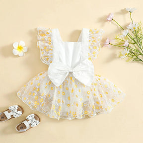 Vestidinho Lulu Laço Margarida Branco - Minu Kids