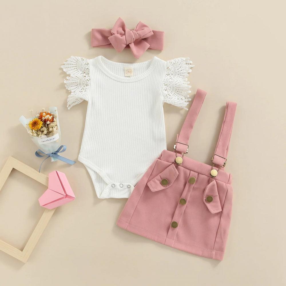 Conjuntinho Nina Body e Saia Rosa - Minu Kids