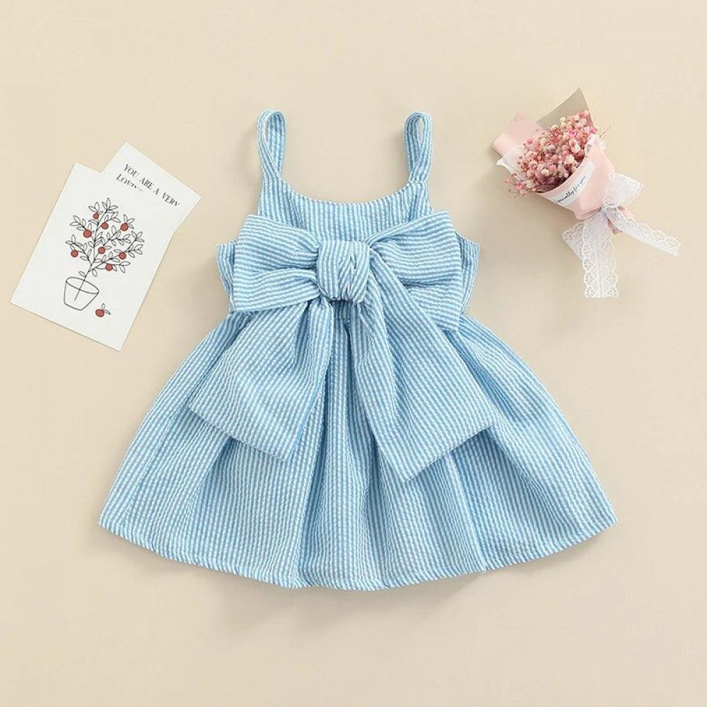Vestidinho Lacinho Regatinha Azul - Minu Kids
