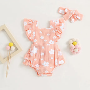 Romper Florzinha Lili com Laço Rosa - Minu Kids