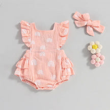 Romper Arco-Íris Lili com Laço Rosa - Minu Kids