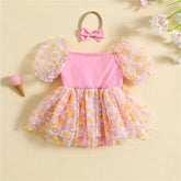 Vestidinho Nina Florzinhas Rosa - Minu Kids