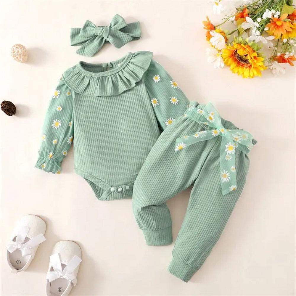 Conjunto Margaridas Body e Calça Verde - Minu Kids