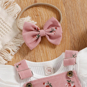Conjuntinho Hana Blusa e Jardineira Rosa - Minu Kids