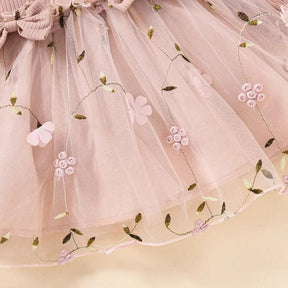 Vestido Lina Rosa com Manga Comprida - Minu Kids