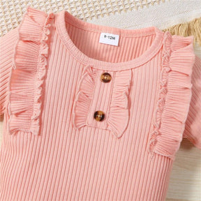 Conjunto Floral Body e Saia Rosa - Minu Kids