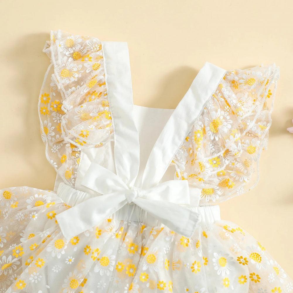 Vestidinho Lulu Laço Margarida Branco - Minu Kids