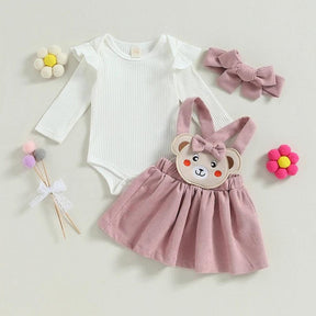 Conjuntinho Animals Body e Saia Rosa - Minu Kids