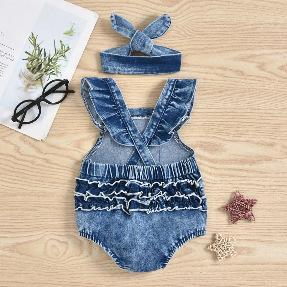 Romperzinho Jeans Arco-Íris - Minu Kids