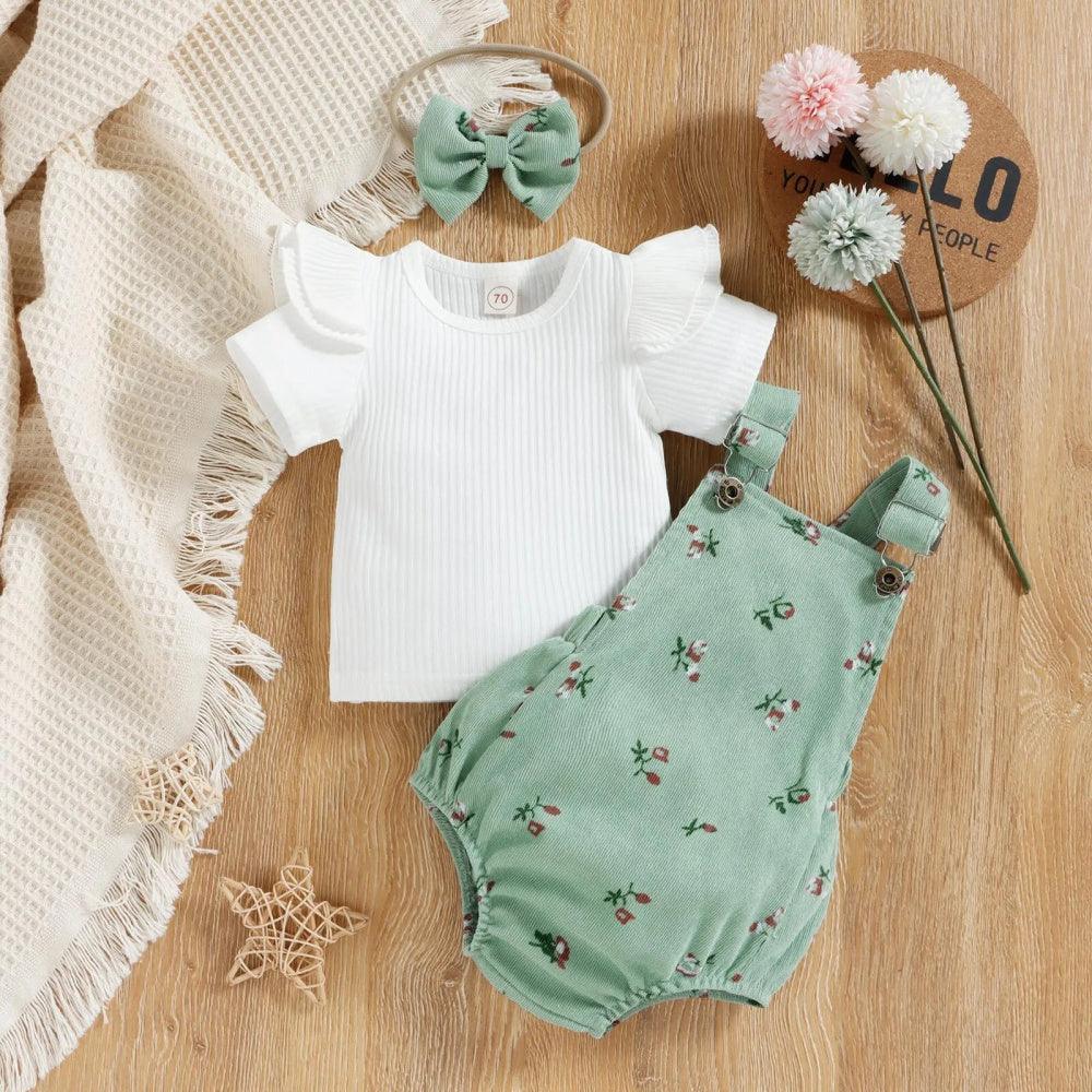 Conjuntinho Hana Blusa e Jardineira Verde - Minu Kids
