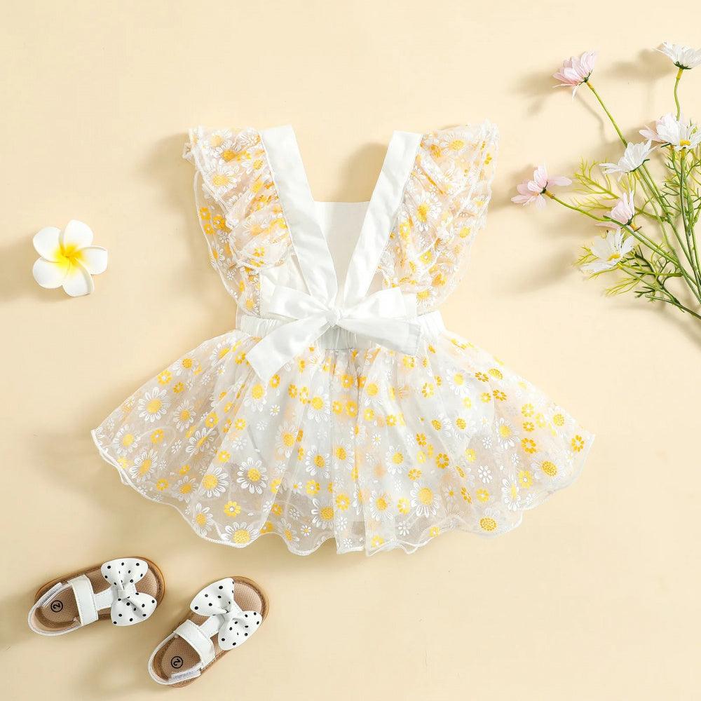 Vestidinho Lulu Laço Margarida Branco - Minu Kids